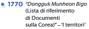 1770,  Dongguk Munheon Bigo (Lista di riferimento di Documenti sulla Corea)” – I territori